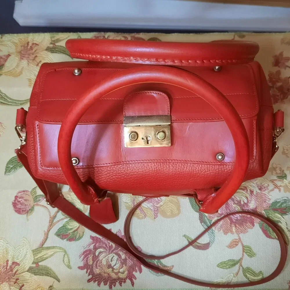 Dooney & Bourke Red Doctor Bag Hand Painted Vintage Doctor Bag - Picture 8 of 14